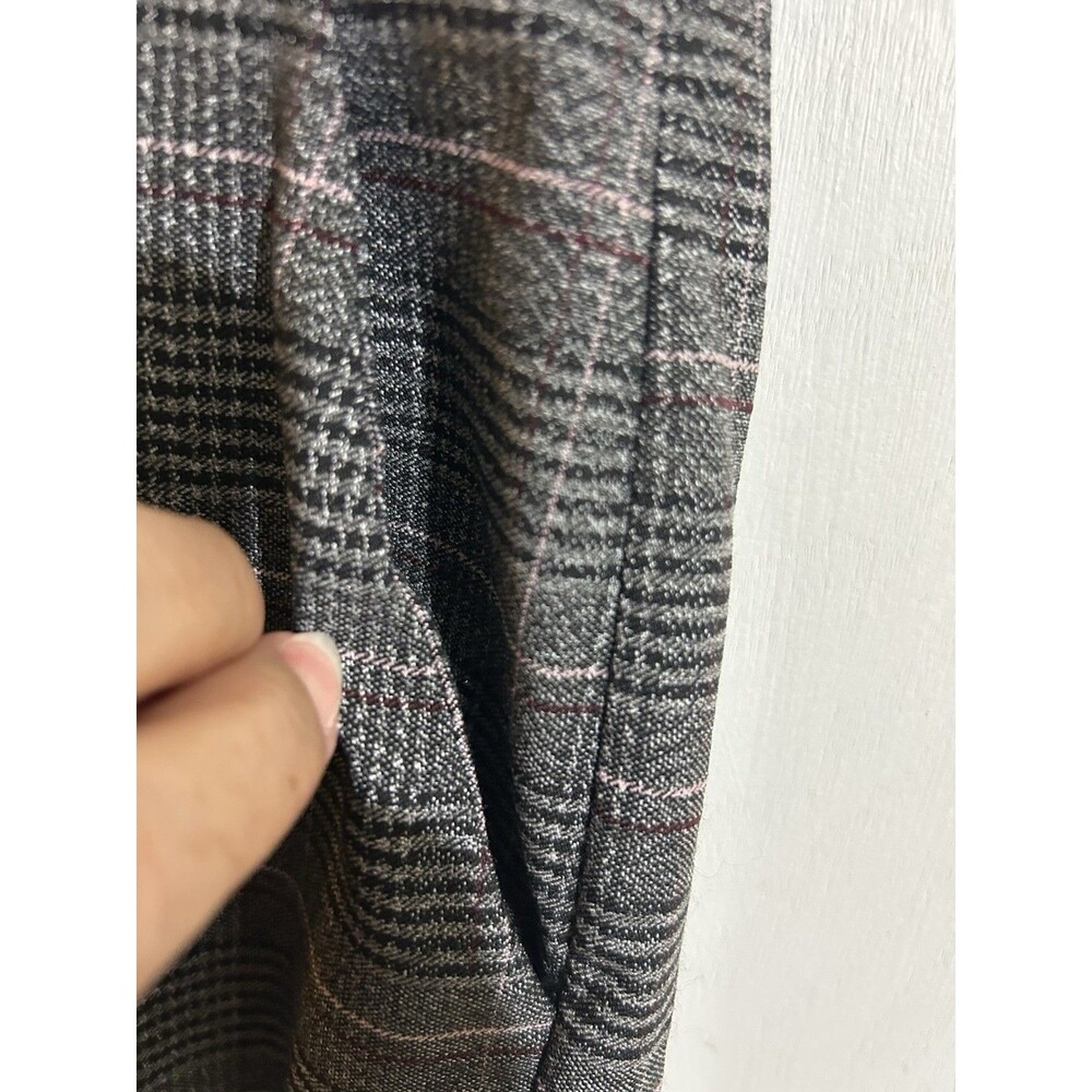 maurices Women's L Gray Plaid High Waist Dress Pants Flat Front Pockets Stretch - Picture 3 of 8